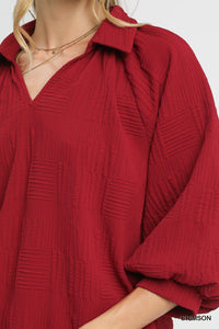 Chelsea Collared Blouse - Crimson
