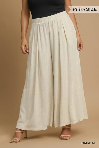Linen Palazzo Pants - Oatmeal