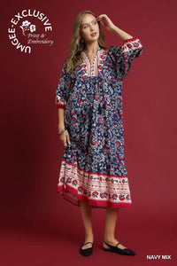 Selah Midi Dress - Navy Mix