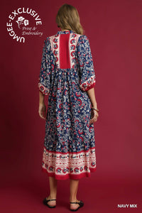 Selah Midi Dress - Navy Mix