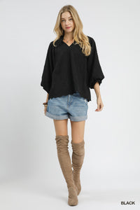 Alexa Floral Textured Blouse - Black