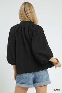 Alexa Floral Textured Blouse - Black