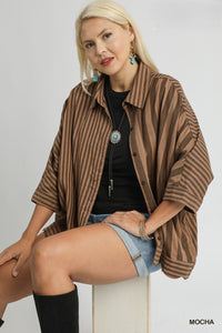 Denise Striped Button Down - Mocha