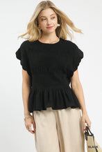 Load image into Gallery viewer, Joy Smocked Peplum Top - Black
