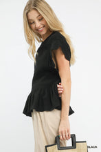 Load image into Gallery viewer, Joy Smocked Peplum Top - Black