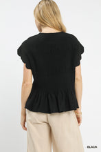 Load image into Gallery viewer, Joy Smocked Peplum Top - Black