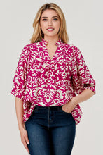 Load image into Gallery viewer, Devon V-Neck Top - Magenta Print *Regular &amp; Curvy*
