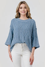 Load image into Gallery viewer, Cindy Mineral Washed Cable Knit Sweater - Denim
