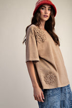 Load image into Gallery viewer, Mocha Crochet Patch Top