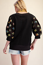 Load image into Gallery viewer, Elbow Sleeve Terry Knit Top - Black