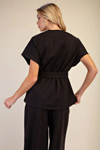 Load image into Gallery viewer, Allie Wrap Waist Tie Top - Black