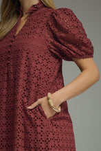 Load image into Gallery viewer, The Betsy Eyelet Midi Dress - Burgundy
