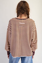 Load image into Gallery viewer, Striped Terry Pullover - Rose Brown