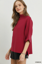 Load image into Gallery viewer, Mock Neck Dolman Sleeve Sweater Top - Crimson