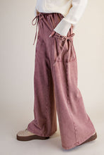 Load image into Gallery viewer, Washed Terry Knit Cargo Pants - Red Bean