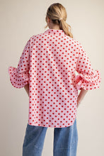 Load image into Gallery viewer, Dots Poplin Button Down Top - Pink