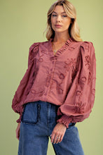 Load image into Gallery viewer, Sarah Floral Textured Blouse - Red Bean