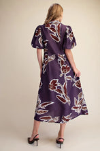 Load image into Gallery viewer, Autumn Puff Sleeve Midi Dress - Purple