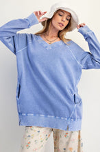 Load image into Gallery viewer, Mineral Washed Terry Oversized Pullover - Peri Blue