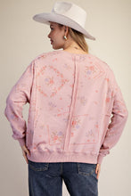 Load image into Gallery viewer, Printed Washed Terry Pullover - Rose