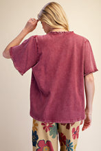 Load image into Gallery viewer, TULIP SHORT SLEEVES WASHED KNIT TOP - Burgundy