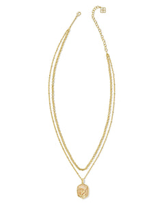 Kendra Scott Daphne Gold Coral Frame Multi Strand Necklace in Iridescent Abalone