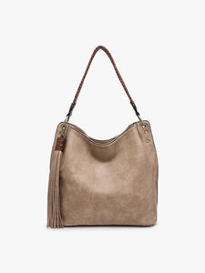 Amber Three Compartment Hobo Bag - Khaki