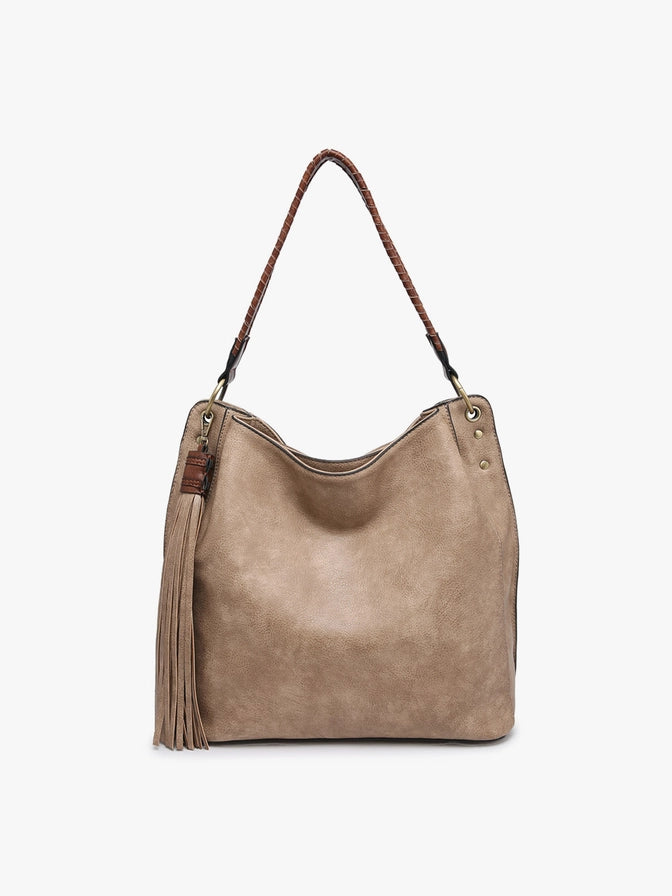 Amber Three Compartment Hobo Bag - Khaki