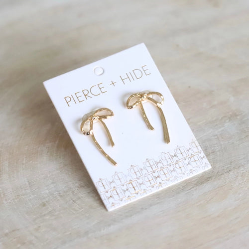 Pierce + Hide Textured Gold Ribbon Earrings