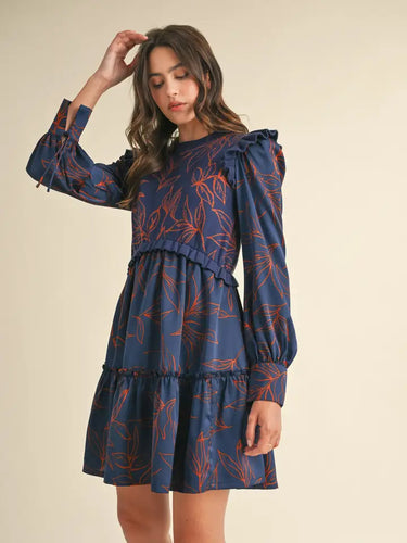 Phoebe Mixed Media Dress - Navy