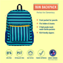 Load image into Gallery viewer, Kid&#39;s 16&quot; Backpack - Blue Stripes