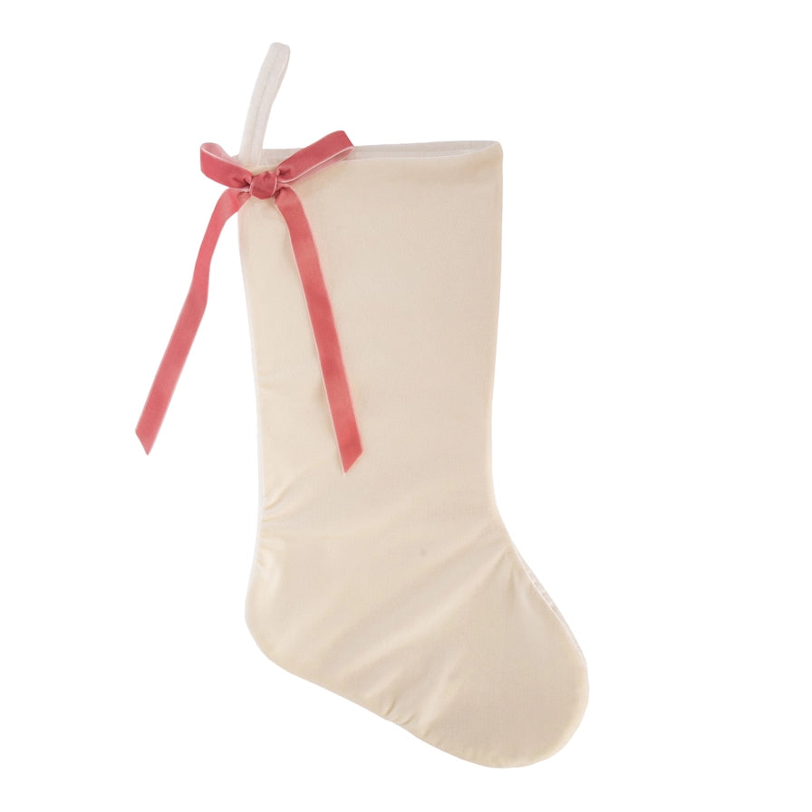 Velvet Christmas Stocking - Pink Bow