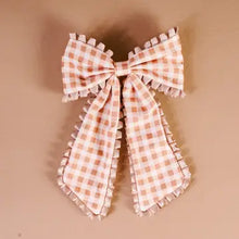 Load image into Gallery viewer, The Darling Effect Fancy Frills Hair Bow - Maple Gingham