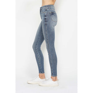 Judy Blue HW Tummy Control Contrast Wash Skinny Jean (Regular/Curvy)