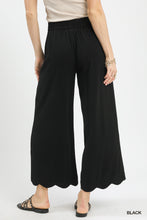 Load image into Gallery viewer, Scallop Hem Linen Pants - Black