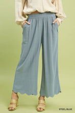 Load image into Gallery viewer, Scallop Hem Linen Pants - Steel Blue