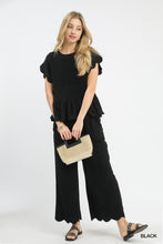Load image into Gallery viewer, Scallop Hem Linen Pants - Black