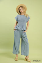 Load image into Gallery viewer, Scallop Hem Linen Pants - Steel Blue