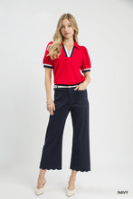 Load image into Gallery viewer, Scalloped Wide Leg Pants - Navy