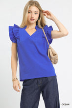 Load image into Gallery viewer, Liberty Ruffle Sleeve Top - Ocean Blue