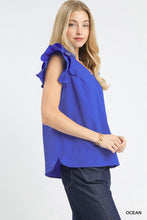 Load image into Gallery viewer, Liberty Ruffle Sleeve Top - Ocean Blue