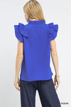 Load image into Gallery viewer, Liberty Ruffle Sleeve Top - Ocean Blue