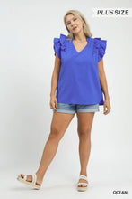 Load image into Gallery viewer, Liberty Ruffle Sleeve Top - Ocean Blue
