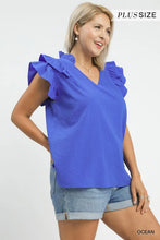 Load image into Gallery viewer, Liberty Ruffle Sleeve Top - Ocean Blue