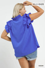 Load image into Gallery viewer, Liberty Ruffle Sleeve Top - Ocean Blue