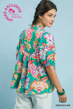 Load image into Gallery viewer, Janie Floral Top - Emerald