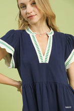 Load image into Gallery viewer, Olivia Flutter Sleeve Dress - Navy