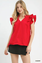 Load image into Gallery viewer, Liberty Ruffle Sleeve Top - Red