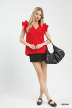 Load image into Gallery viewer, Liberty Ruffle Sleeve Top - Red