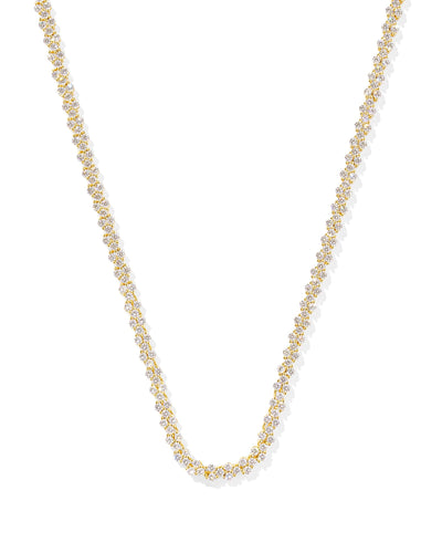 Kendra Scott Emery Gold Tennis Necklace in White Crystal